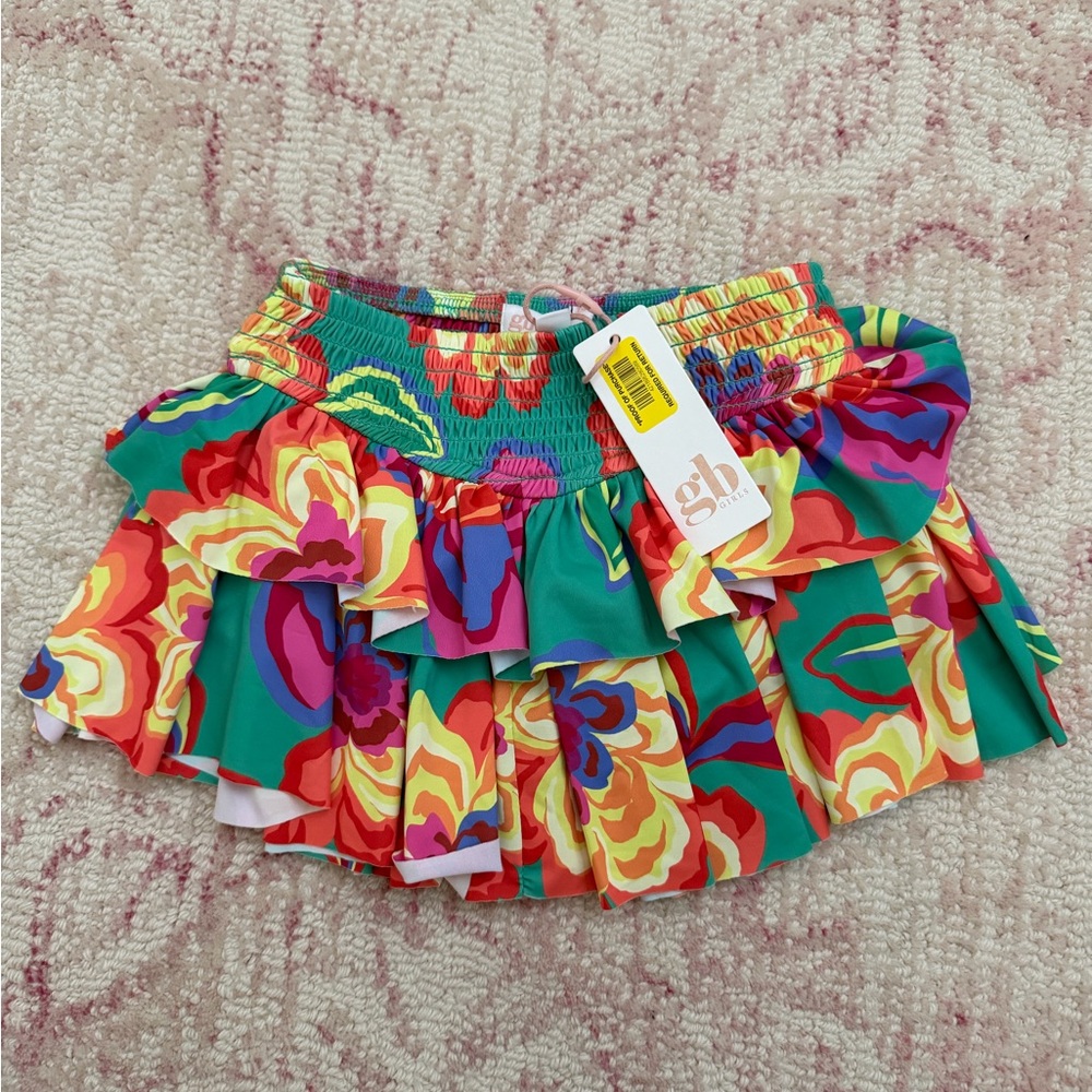 GB Girls Floral Ruffle Skirt - Bright Multicolor